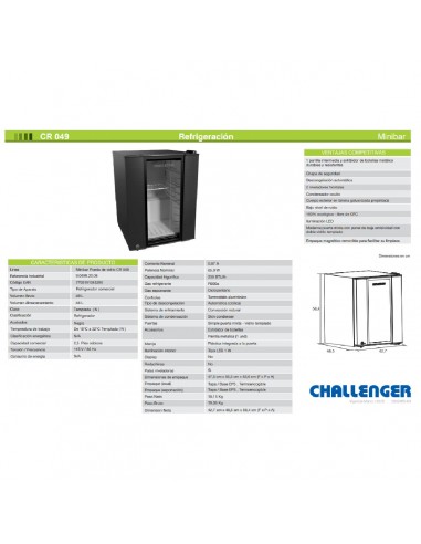 Minibar Challenger 49 Litros Negro...