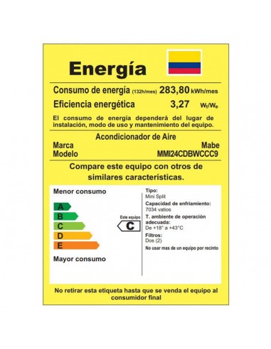 Aire Acondicionado Mabe 24000 BTU...