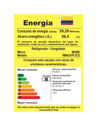 Nevera Mabe 247 Litros Brutos No Frost Top Mount Grafito RMA247FJCG 4