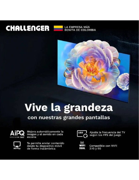 Televisor Challenger 75 pulgadas QLED 120 Hz Google TV 75TG4770