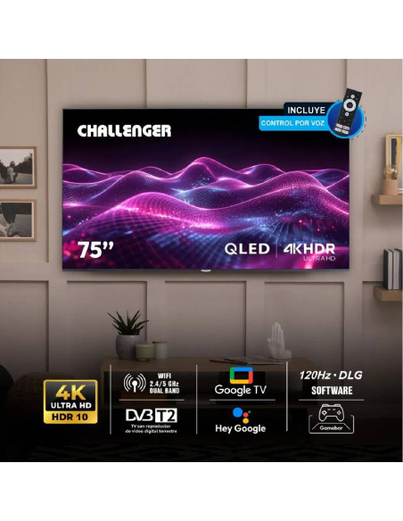 Televisor Challenger 75 pulgadas QLED 120 Hz Google TV 75TG4770
