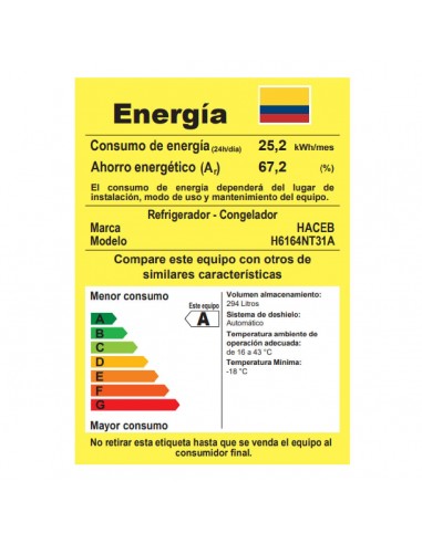 Nevera Haceb 311 Litros No Frost...