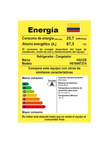 Nevera Haceb 271 Litros No Frost...