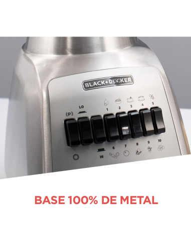 Licuadora Black + Decker 1.25 Litros Base metal 10 velocidades BLBD210GSS