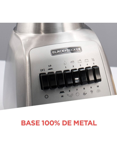 Licuadora Black + Decker 1.25 Litros Base metal 10 velocidades BLBD210GSS