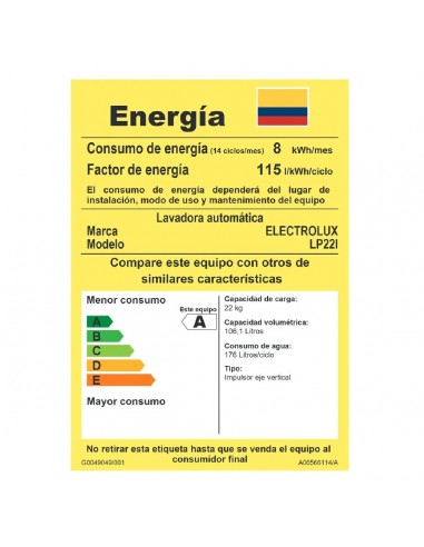 Lavadora Electrolux 22 Kg Carga...