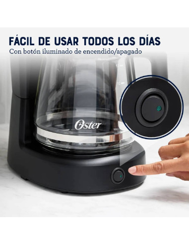 Cafetera Oster 12 tazas Filtro Reutilizable Negra BVSTDCS121B - 2217256