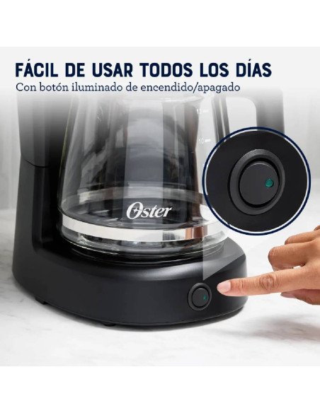Cafetera Oster 12 tazas Filtro Reutilizable Negra BVSTDCS121B - 2217256