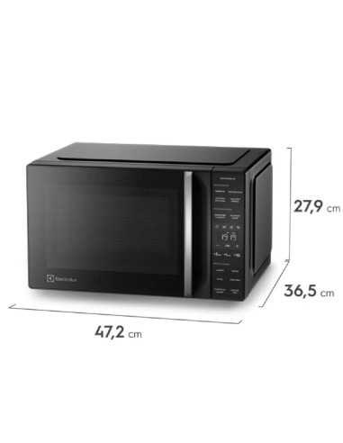 Horno Microondas Electrolux 25 Litros Negro Descongelación Asistida Emp EMDY25S0MXB