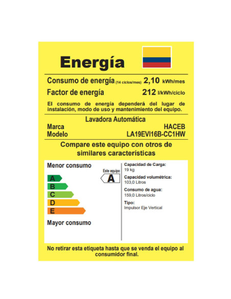 Lavadora Haceb Ivy 19 Kg Carga Superior Negra LAV IVY 19 KG D NE