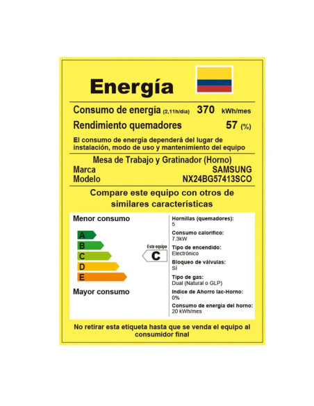 Estufa de Piso Samsung  con Horno y Quemador Rápido 4 Puestos NX24BG57413SCO