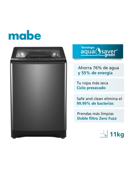 Lavadora Mabe 11 Kg Aqua Saver Green Automática  Diamond Gray Mabe LMA1120WDGAB0