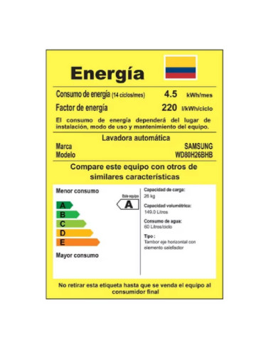 Lavadora Secadora Samsung 26 Kg Bespoke AI Laundry 2 en 1 WD80H26BHBCO