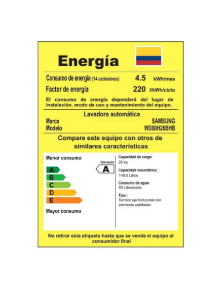 Lavadora Secadora Samsung 26 Kg Bespoke AI Laundry 2 en 1 WD80H26BHBCO