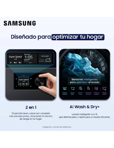 Lavadora Secadora Samsung 26 Kg Bespoke AI Laundry 2 en 1 WD80H26BHBCO