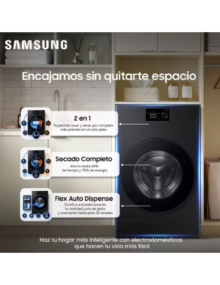 Lavadora Secadora Samsung 26 Kg Bespoke AI Laundry 2 en 1 WD80H26BHBCO