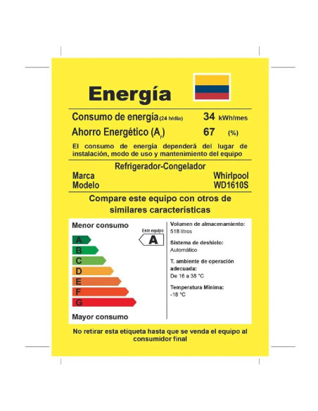 Nevecon Whirlpool 518 Litros Side by Side Xpert Inverter con dispensador de agua No Frost WD1610S