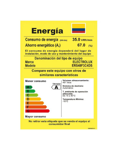 Nevecón Electrolux 481 Litros Inverter AutoSense Dispensador Agua y Hielo Directo Gris ERS48F3C4DS
