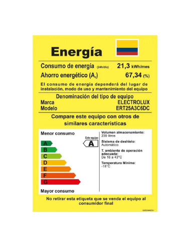 Nevera Electrolux 239 Litros No Frost Congelador Superior Inverter Negro ERT25A3C6DC