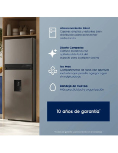 Nevera Electrolux 291 Litros No Frost Congelador Superior Inverter Dispensador de agua Gris ERT30A3C6DS 2
