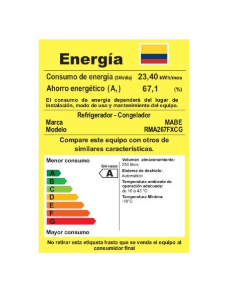 Nevera Mabe 267 Litros Brutos No Frost Congelador Superior Grafito RMA267FXCG