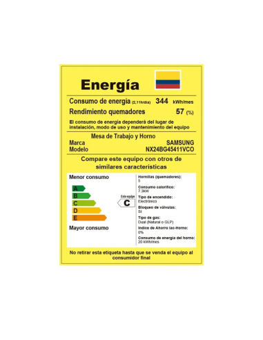 Estufa de Piso Samsung con Horno y Quemador Rápido 4 Puestos NX24BG45411VCO
