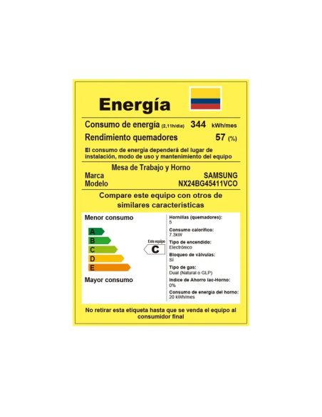 Estufa de Piso Samsung con Horno y Quemador Rápido 4 Puestos NX24BG45411VCO