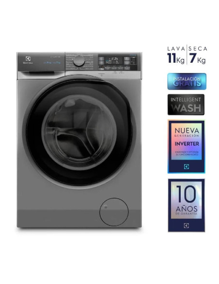 Lavadora Secadora Electrolux  11Kg Carga Frontal Vapor y AutoSense Gris EWDX11L3EGC