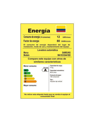 Lavadora Samsung 15 Kg Carga Superior EcoBubble WA15CG5441BDCO
