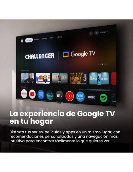 Televisor Challenger 50 pulgadas 4K Smart Gaming Google UHDG 50TG2771 BT