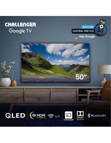 Televisor Challenger 50 pulgadas QLED 4K Smart Google 50KG190 BT