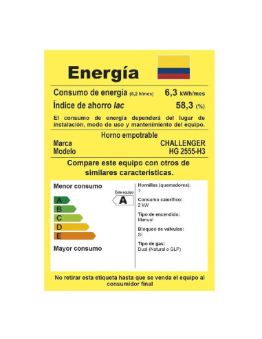 Horno de empotrar Challenger Mixto 52Lts 60cm 120V Acero Inox Negro HG 2555