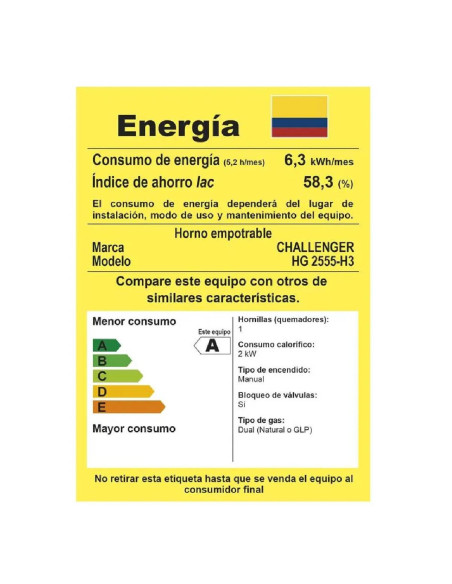 Horno de empotrar Challenger Mixto 52Lts 60cm 120V Acero Inox Negro HG 2555