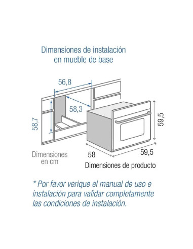 Horno de empotrar Challenger Mixto 52Lts 60cm 120V Inox HG 2560