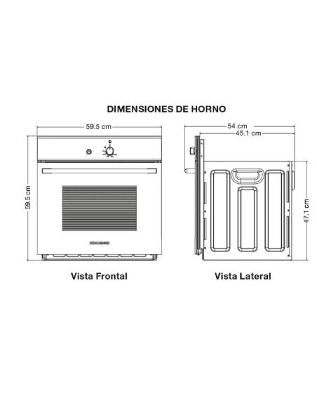 Horno de empotrar Challenger a Gas 52Lts 60cm 120V Negro HG 2545
