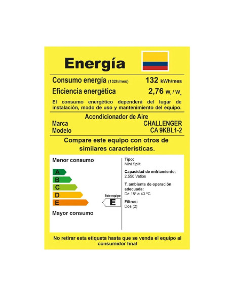 Aire Acondicionado ON/OFF Challenger 9000 Btu/h 115V 9K ON/OFF 110