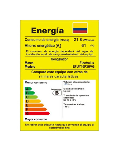 Congelador Vertical 168 Litros Electrolux Gris EFUY16P3HVG