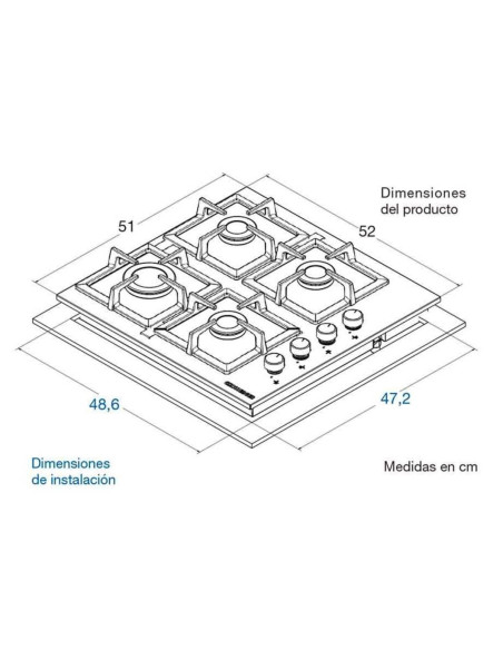 Cubierta de Empotrar Challenger 4 Puestos Gas Natural SP 5240 EI