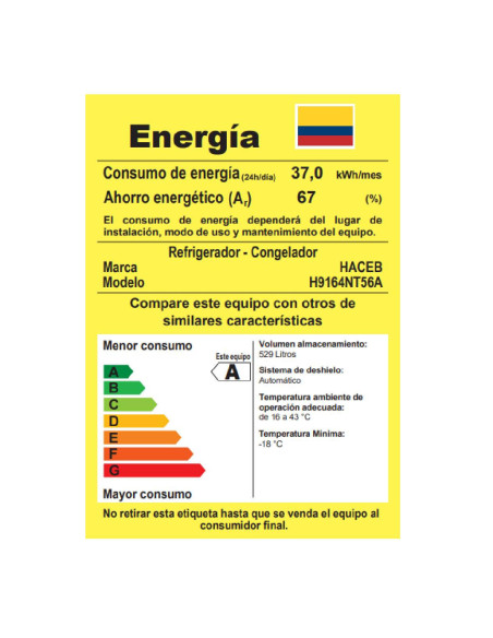 Nevecón Haceb 560 Litros Inverter Manija Externa Panel Digital Negro SBS 560 SE ME PD NE INV
