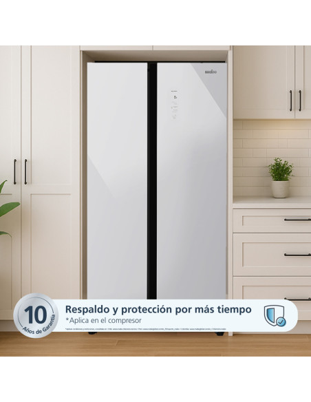 Nevecón Mabe 631 Litros Brutos Side by Side No Frost White Glass MSL631LKLSG0