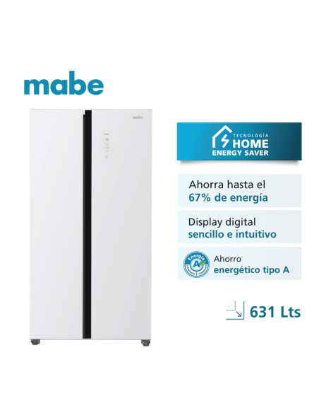 Nevecón Mabe 631 Litros Brutos Side by Side No Frost White Glass MSL631LKLSG0