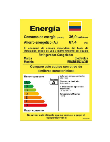 Nevecón Electrolux 522 Litros No frost Inverter negro ERSB54N3WXB
