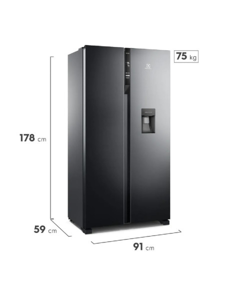 Nevecón Electrolux 438 Litros No frost Inverter AutoSense Dispensador Agua Negro ERS433HBWD