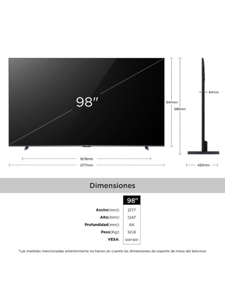 Televisor TCL 98 pulgadas QLED Ultra HD Smart 4K 98P8K 9