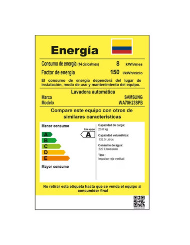 Lavadora Samsung 23 Kg Carga Superior AI Wash Negra WA70H23SPBCO