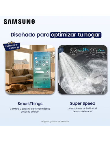 Lavadora Samsung 23 Kg Carga Superior AI Wash Negra WA70H23SPBCO