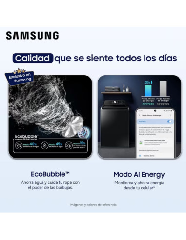 Lavadora Samsung 23 Kg Carga Superior AI Wash Negra WA70H23SPBCO