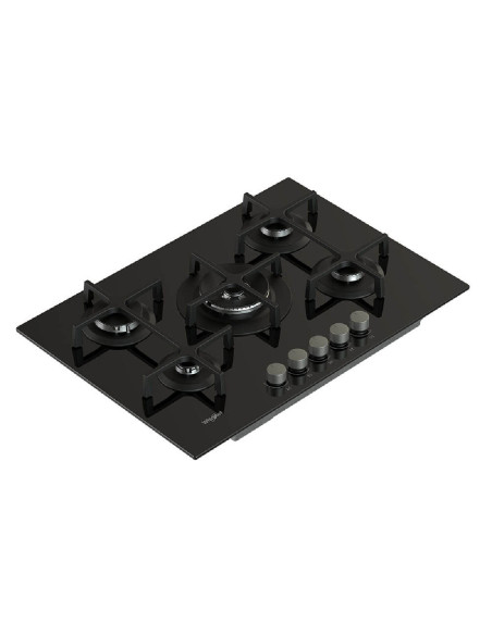 Cubierta de Empotrar Whirlpool a gas 5 puestos Vitrocerámica Negro GOA7523NB