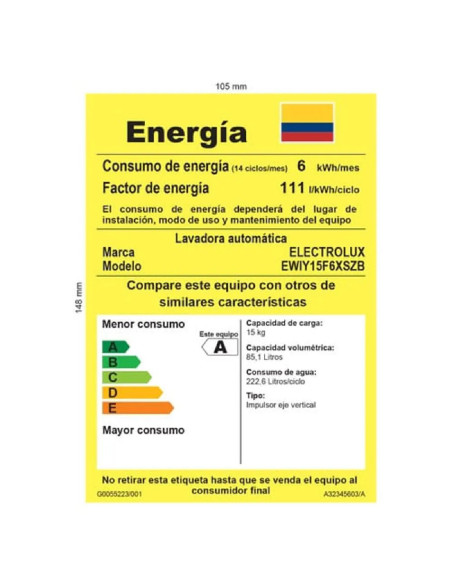 Lavadora Electrolux  15 Kg Carga Superior Disolución Máxima Negra EWIY15F6XSZB