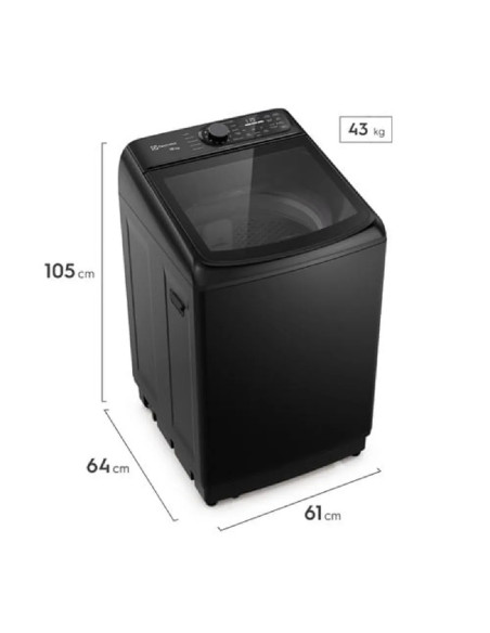 Lavadora Electrolux  15 Kg Carga Superior Disolución Máxima Negra EWIY15F6XSZB